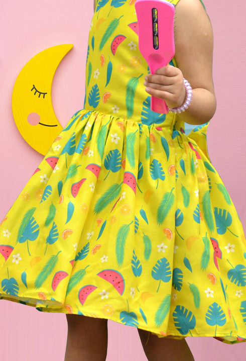Yellow Summer Print Dress